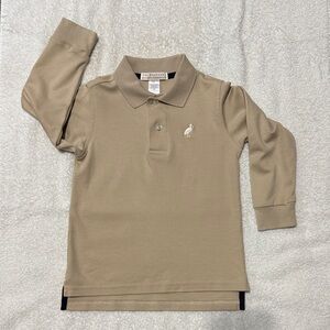 Long Sleeve Prim & Proper Polo - Khaki with White Stork